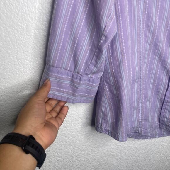 The North Face Womens Top Size M Light Purple Button Down 3/4 Sleeve Shirt - Picture 8 of 15